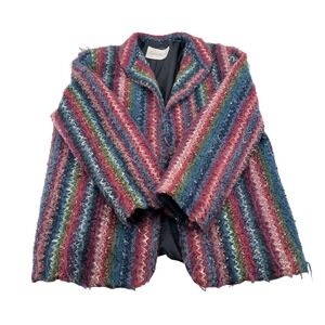 Vintage Pykettes Womens Blazer Jacket Size 14 Multicolor Striped Acrylic Blend‎